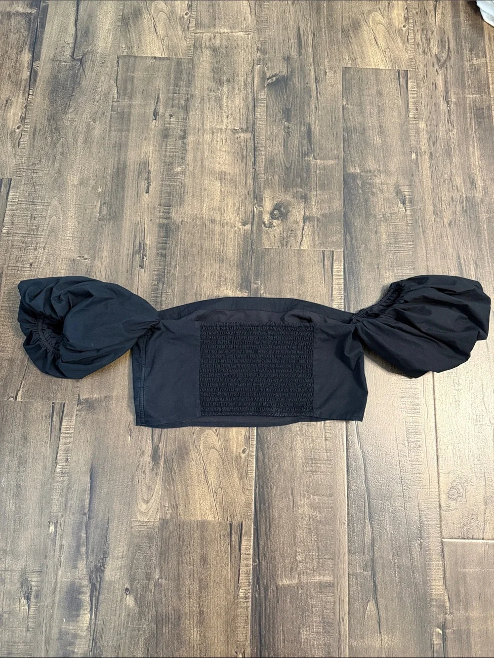 Abercrombie & Fitch Black Off-Shoulder Puff Sleeve Top